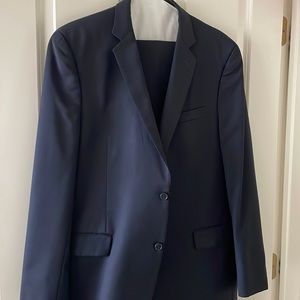 100% wool suit and pants, slim fit, alfani. Navy blue